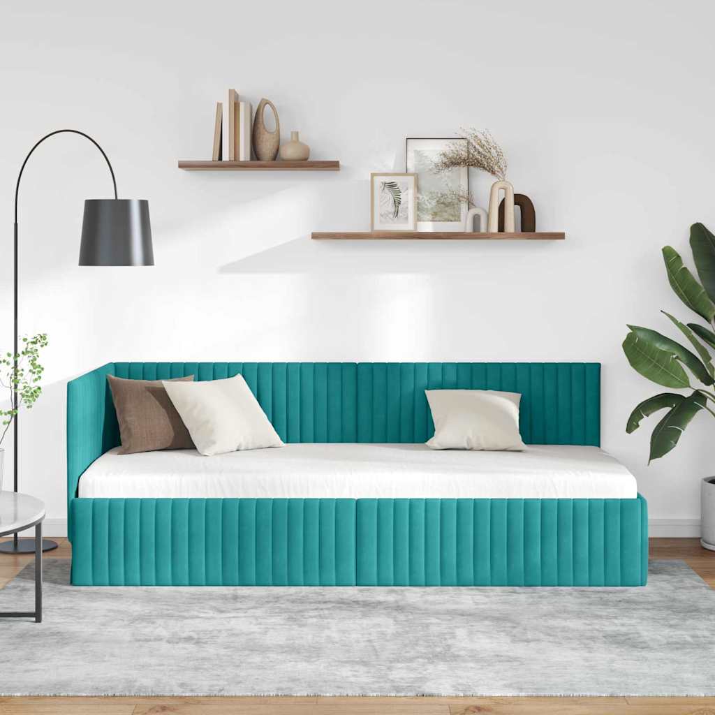 vidaXL Κρεβάτι Γωνίας Τιρκουάζ 80 x 200 cm Βελούδο