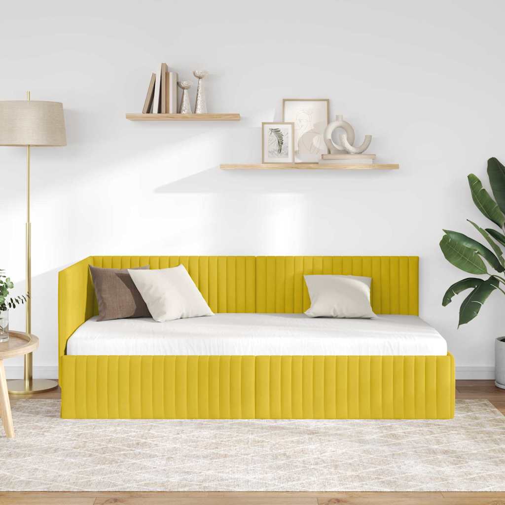 vidaXL Κρεβάτι Γωνίας Κίτρινο 90 x 190 cm Βελούδο