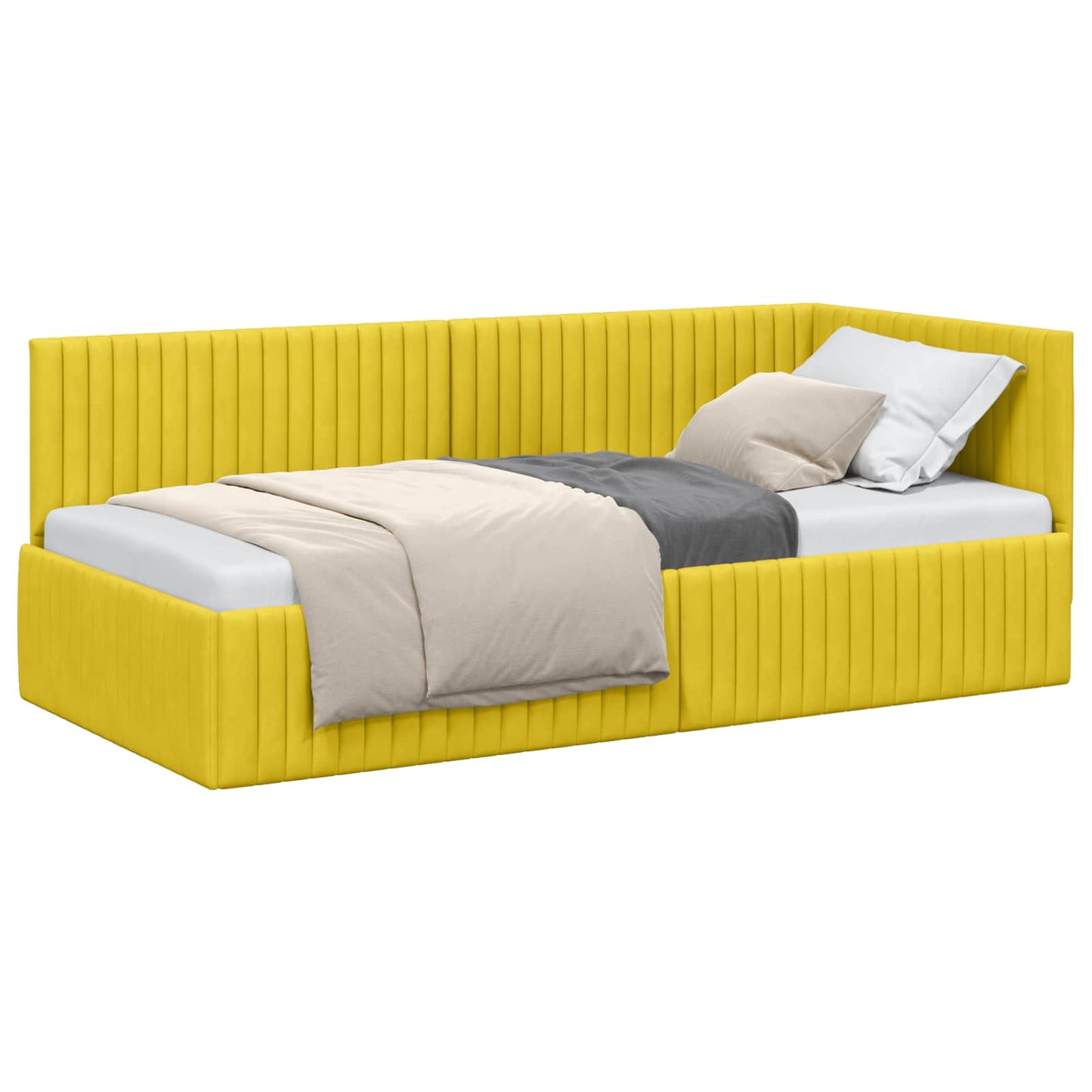 vidaXL Κρεβάτι Γωνίας Κίτρινο 90 x 190 cm Βελούδο
