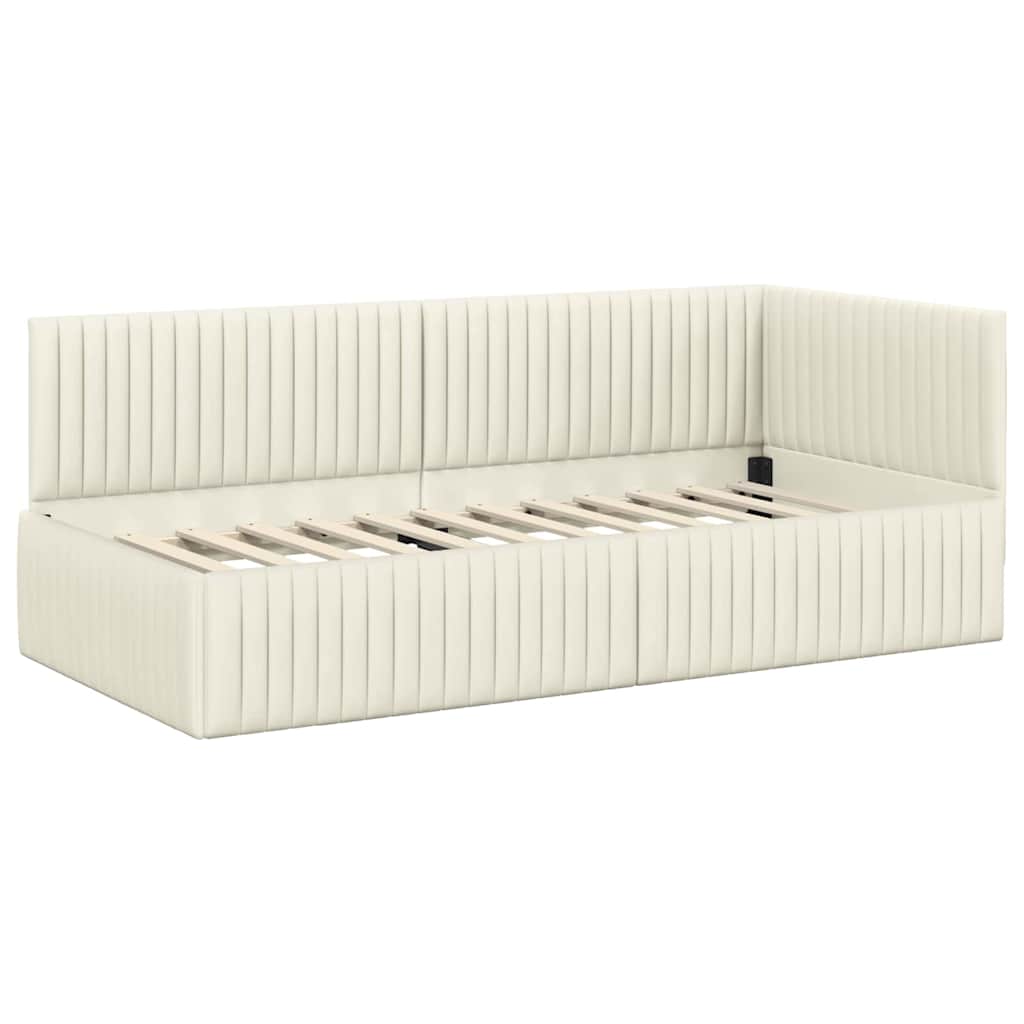 vidaXL Κρεβάτι Γωνίας Κρεμ 90 x 190 cm Βελούδο