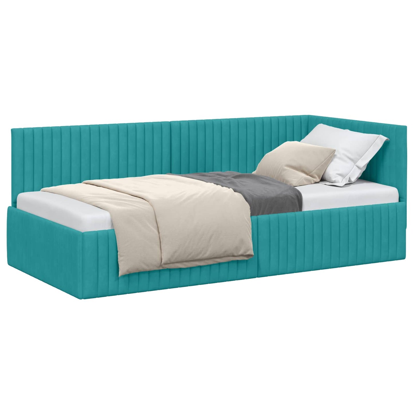 vidaXL Κρεβάτι Γωνίας Τιρκουάζ 90 x 190 cm Βελούδο