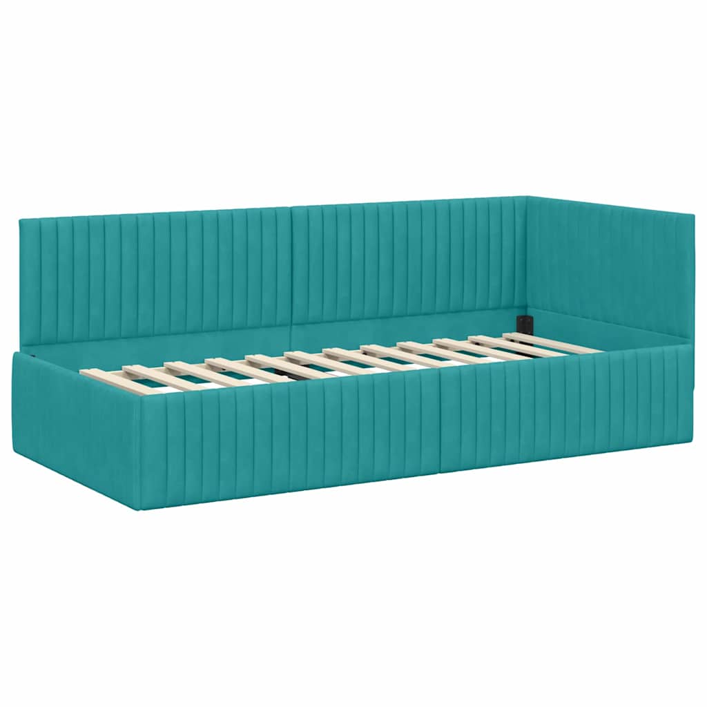 vidaXL Κρεβάτι Γωνίας Τιρκουάζ 90 x 190 cm Βελούδο
