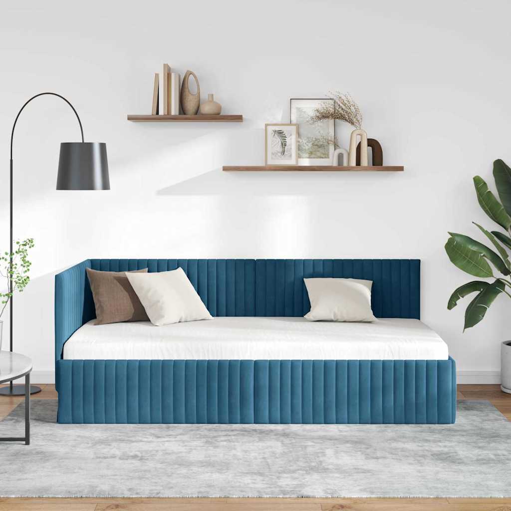 vidaXL Κρεβάτι Γωνίας Μπλε 90 x 200 cm Βελούδο