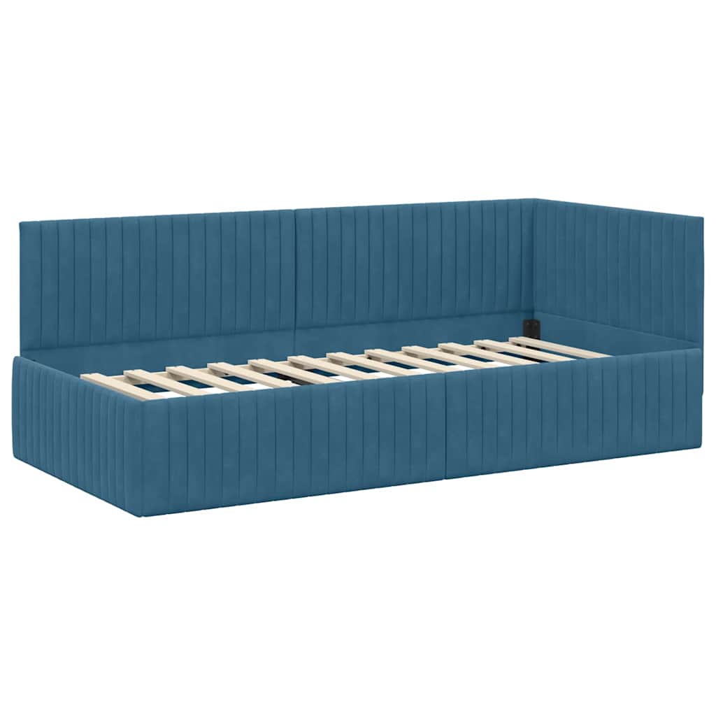 vidaXL Κρεβάτι Γωνίας Μπλε 90 x 200 cm Βελούδο