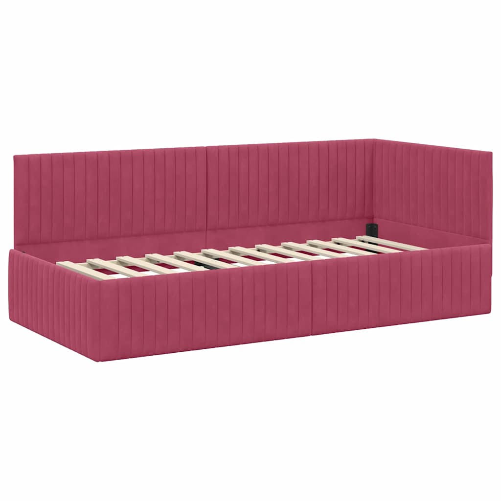 vidaXL Κρεβάτι Γωνίας Κόκκινο 90 x 200 cm Βελούδο