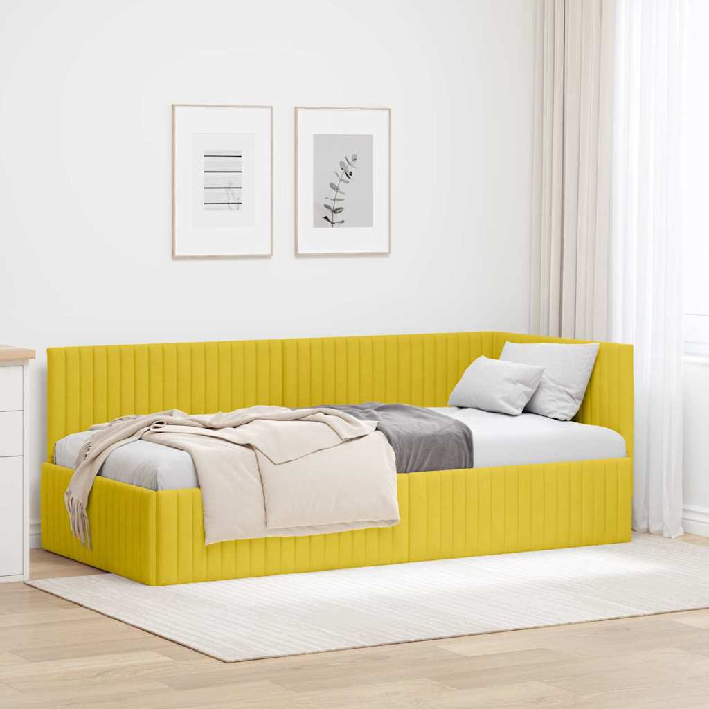 vidaXL Κρεβάτι Γωνίας Κίτρινο 90 x 200 cm Βελούδο