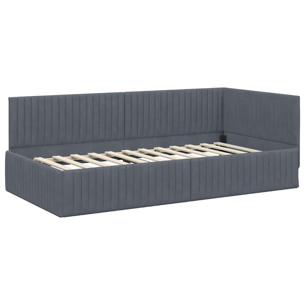 vidaXL Κρεβάτι Γωνίας Σκούρο Γκρι 100 x 200 cm Βελούδο