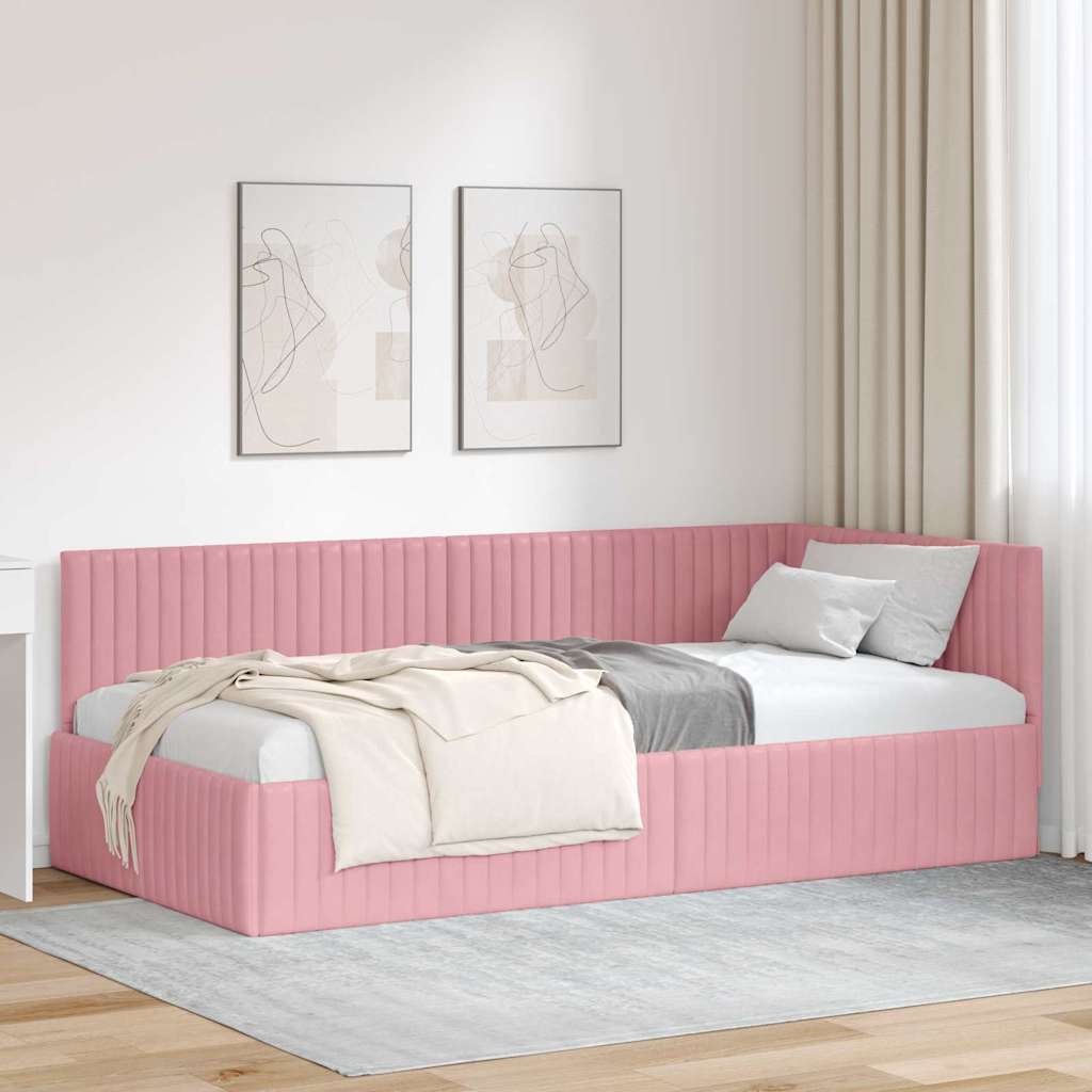 vidaXL Κρεβάτι Γωνίας Ροζ 100 x 200 cm Βελούδο