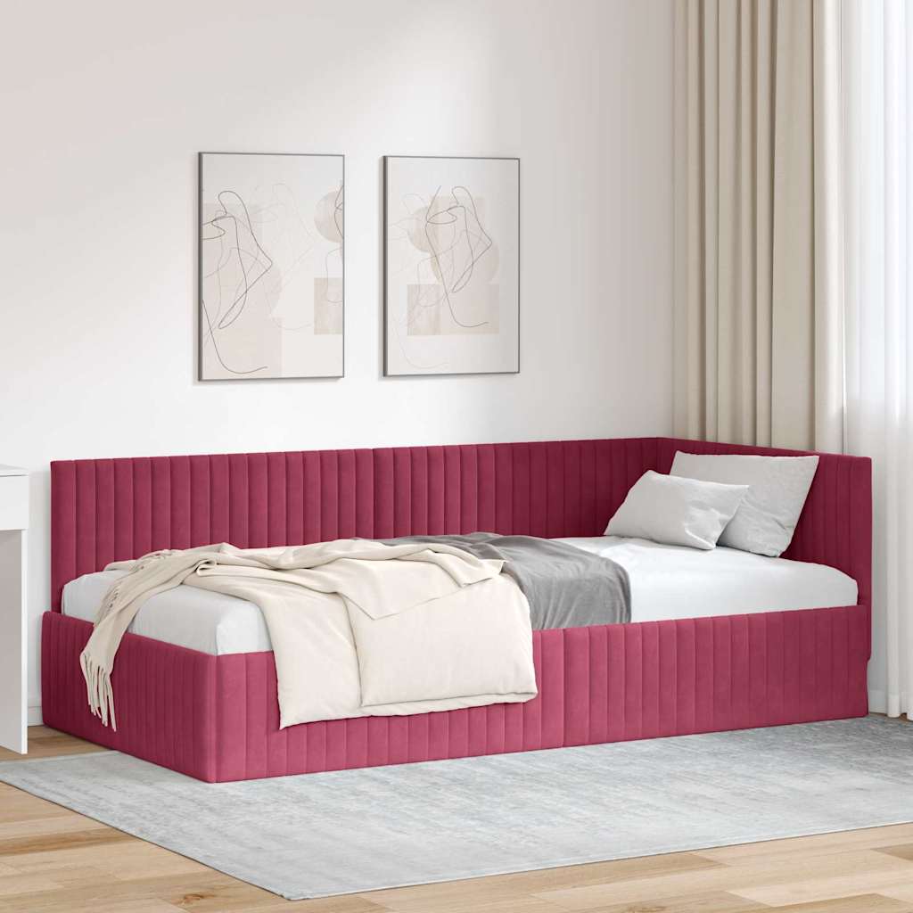 vidaXL Κρεβάτι Γωνίας Κόκκινο 100 x 200 cm Βελούδο