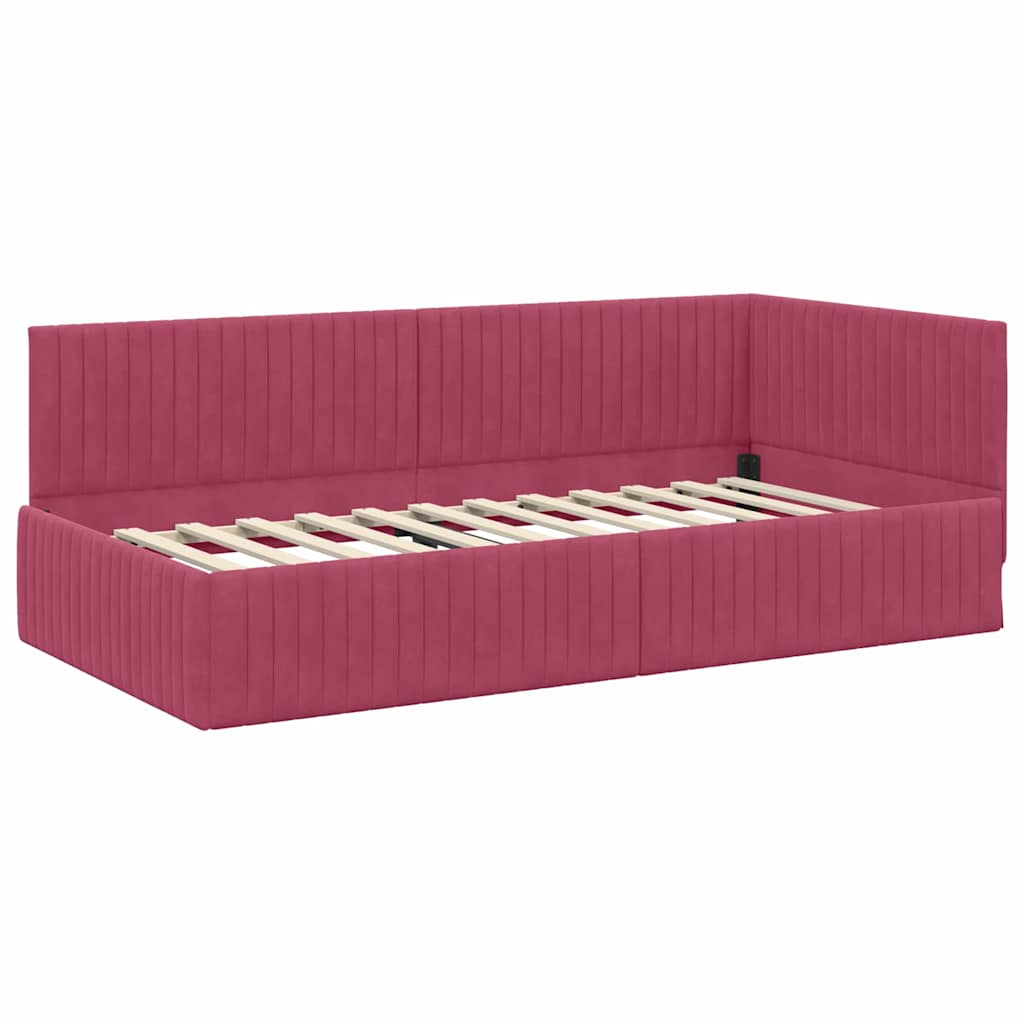 vidaXL Κρεβάτι Γωνίας Κόκκινο 100 x 200 cm Βελούδο