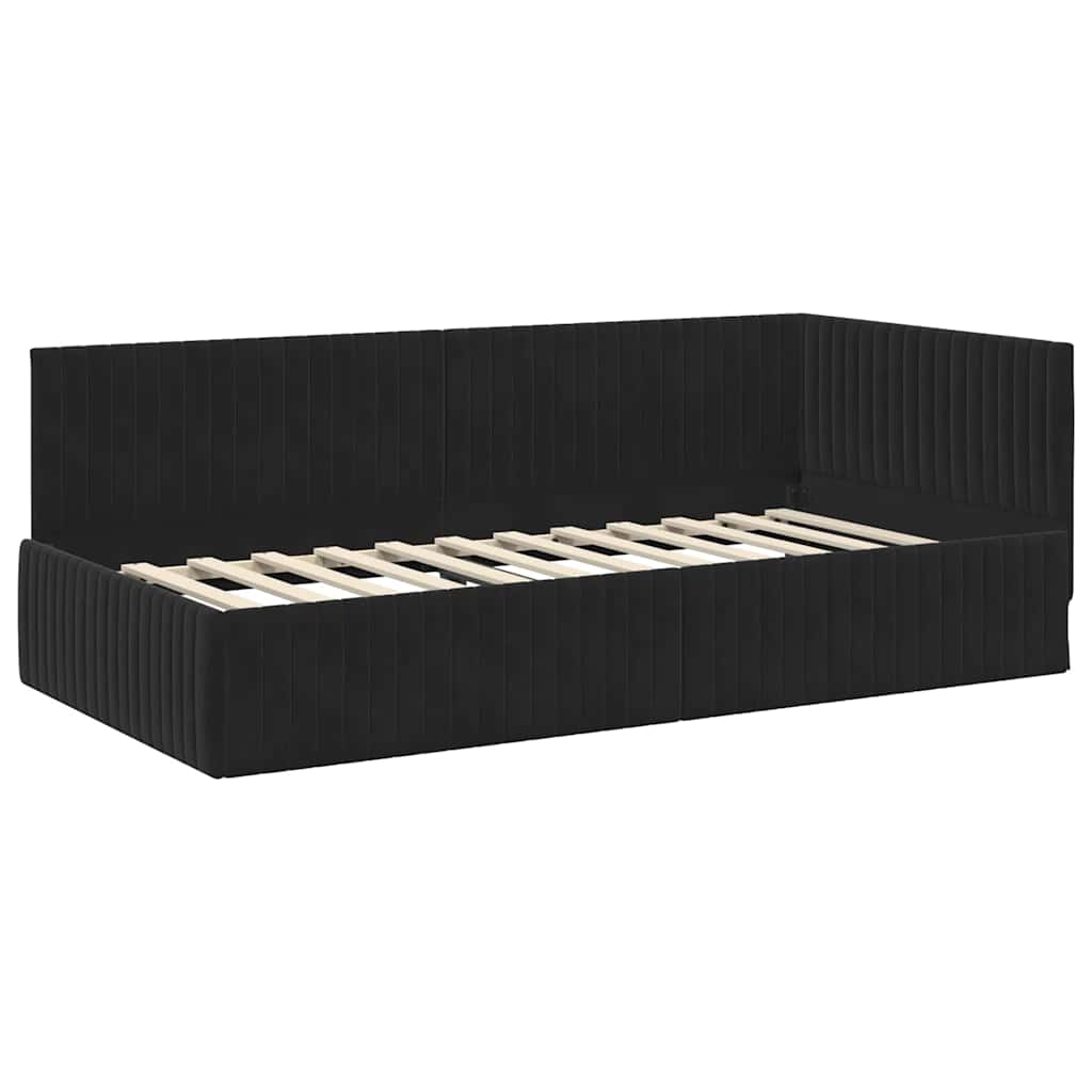 vidaXL Κρεβάτι Γωνίας Μαύρο 100 x 200 cm Βελούδο