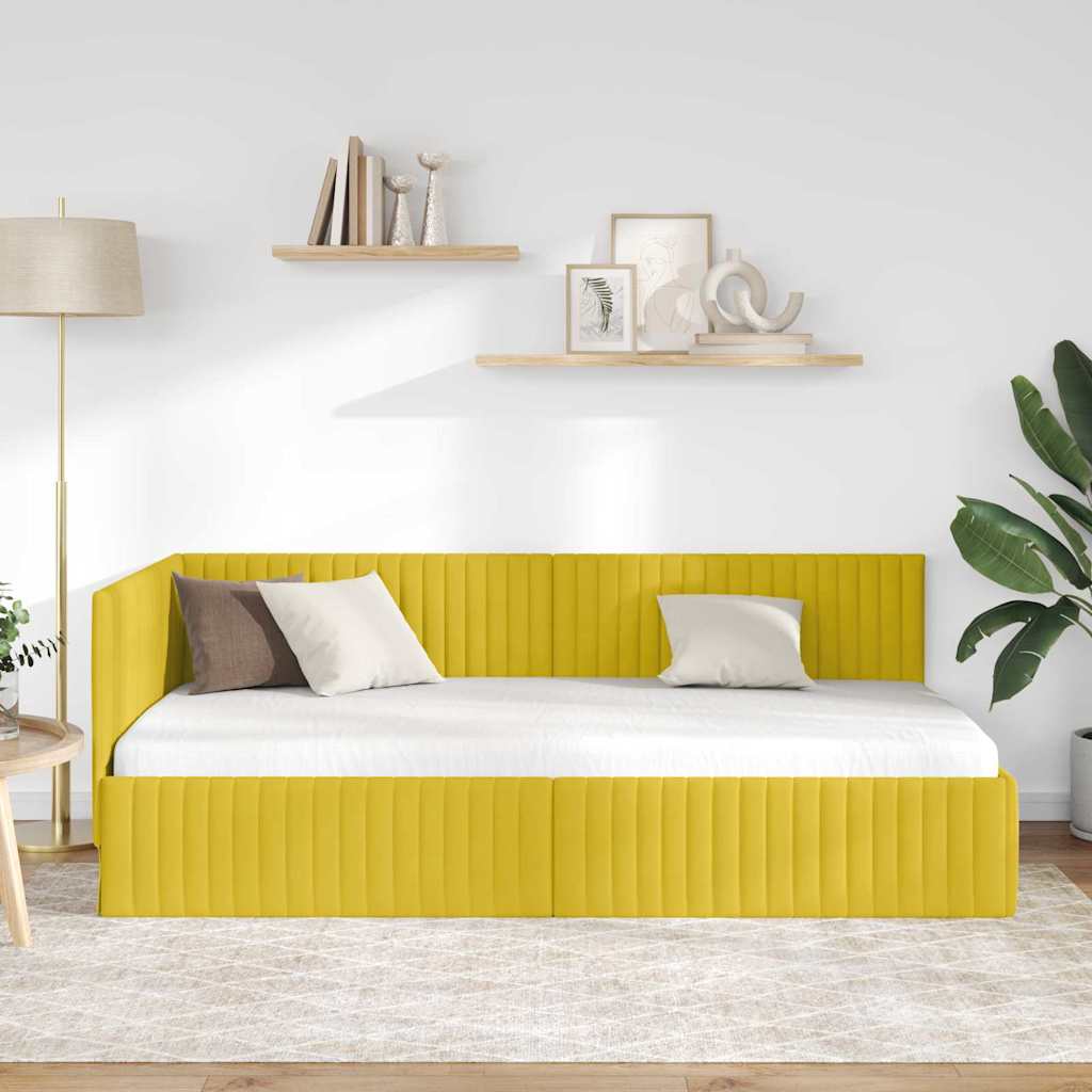 vidaXL Κρεβάτι Γωνίας Κίτρινο 100 x 200 cm Βελούδο