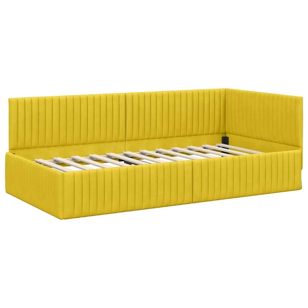 vidaXL Κρεβάτι Γωνίας Κίτρινο 100 x 200 cm Βελούδο