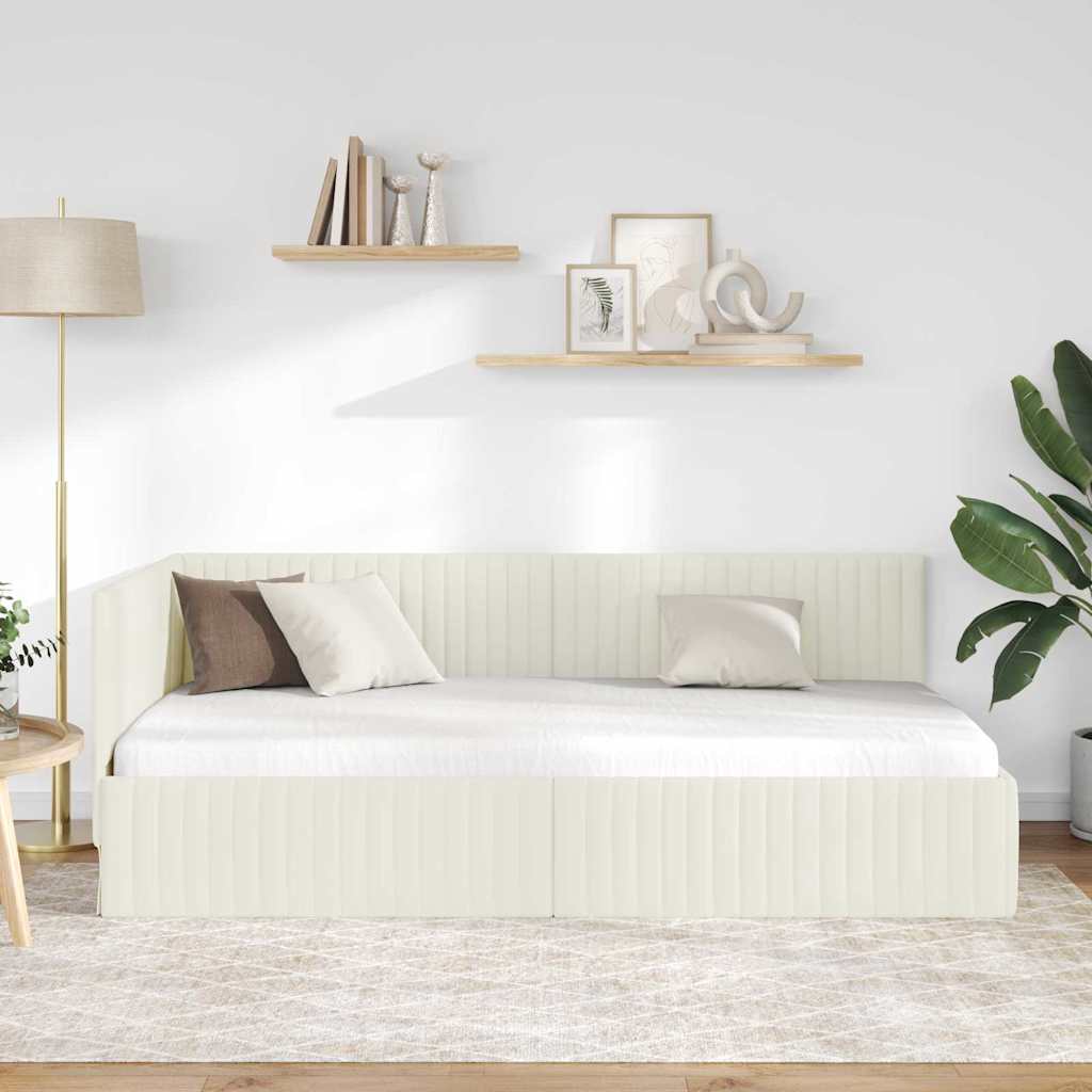 vidaXL Κρεβάτι Γωνίας Κρεμ 100 x 200 cm Βελούδο
