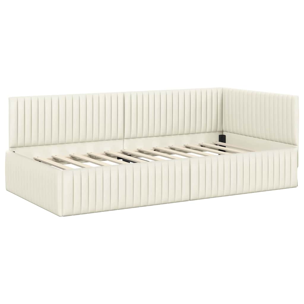 vidaXL Κρεβάτι Γωνίας Κρεμ 100 x 200 cm Βελούδο