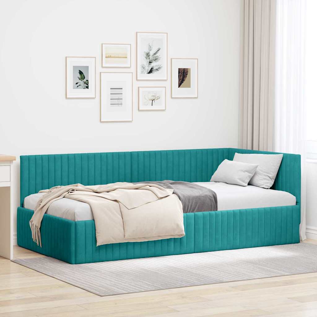 vidaXL Κρεβάτι Γωνίας Τιρκουάζ 100 x 200 cm Βελούδο