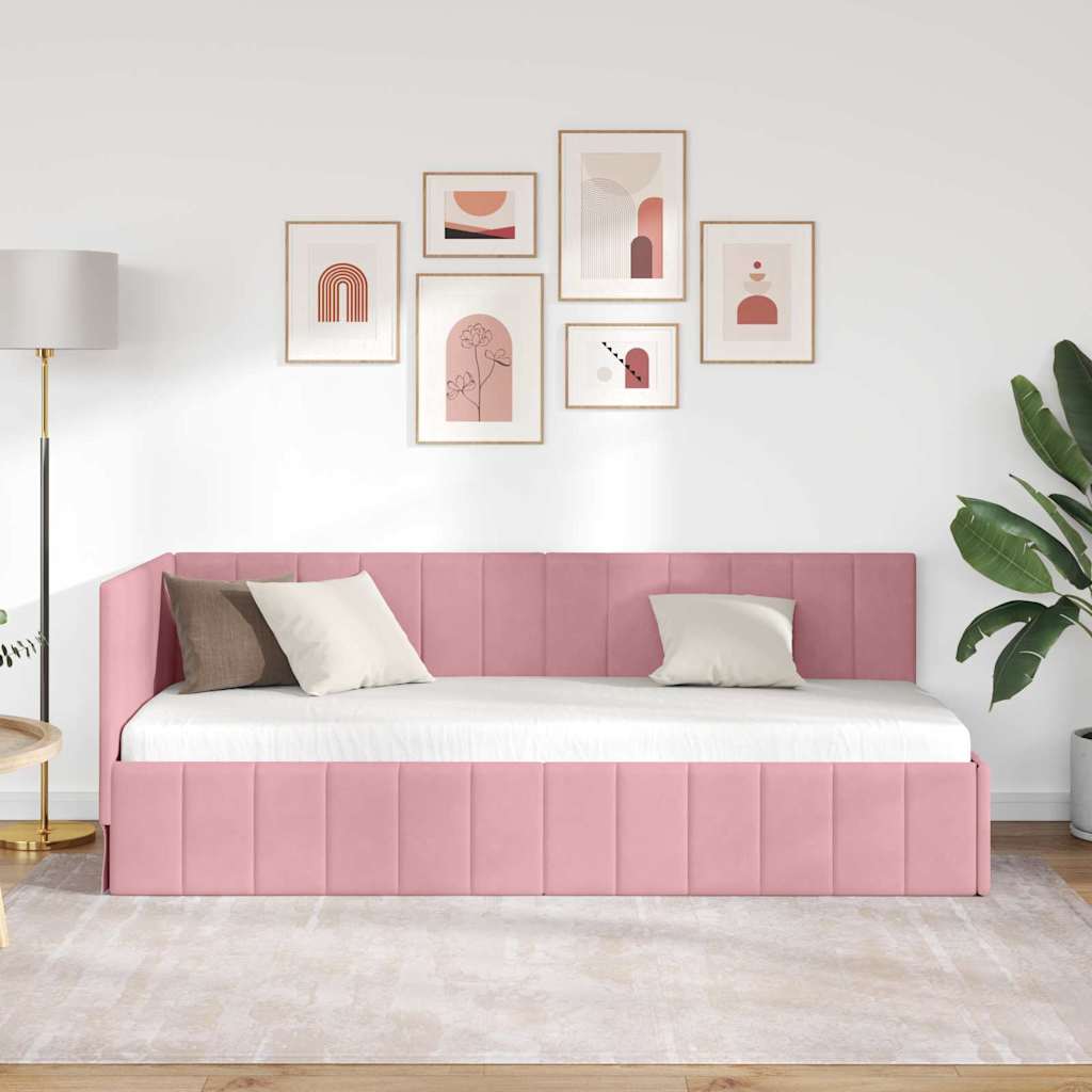 vidaXL Κρεβάτι Γωνίας Ροζ 80 x 200 cm Βελούδο