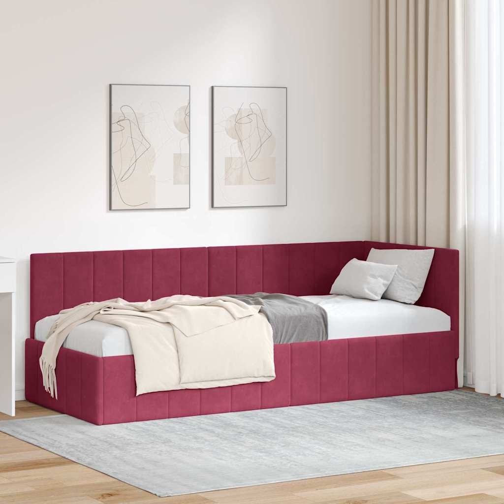 vidaXL Κρεβάτι Γωνίας Κόκκινο 80 x 200 cm Βελούδο