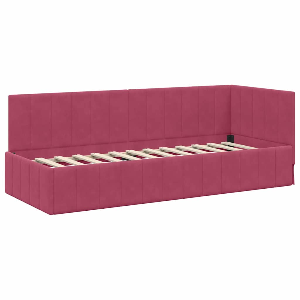 vidaXL Κρεβάτι Γωνίας Κόκκινο 80 x 200 cm Βελούδο