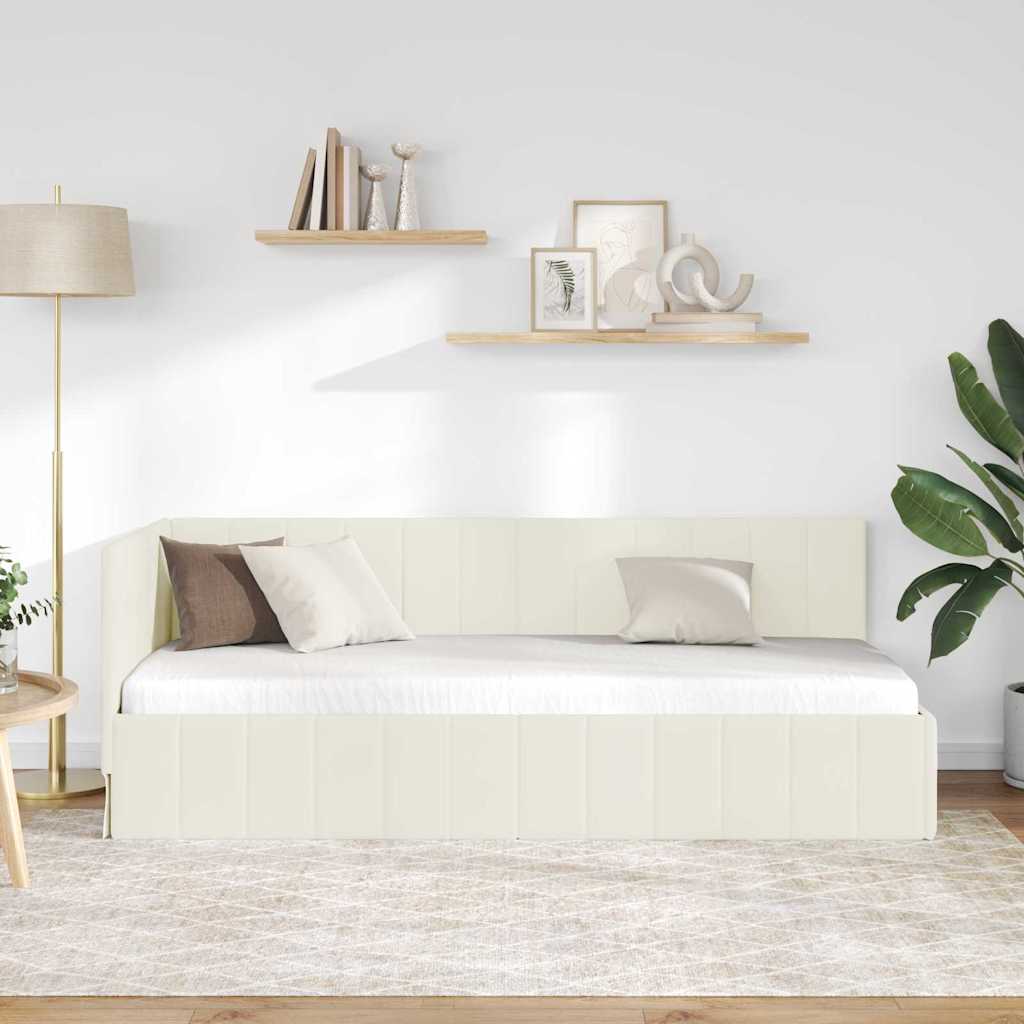 vidaXL Κρεβάτι Γωνίας Κρεμ 80 x 200 cm Βελούδο
