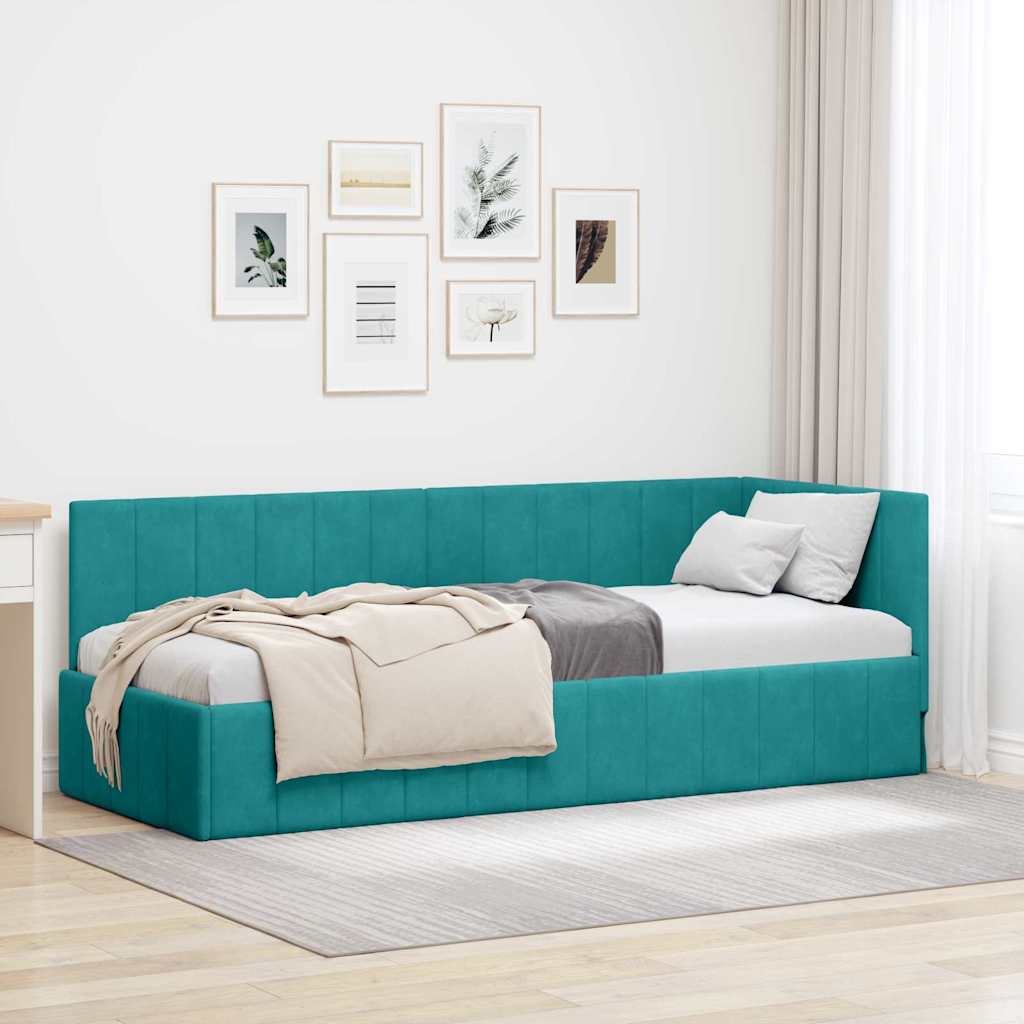 vidaXL Κρεβάτι Γωνίας Τιρκουάζ 80 x 200 cm Βελούδο