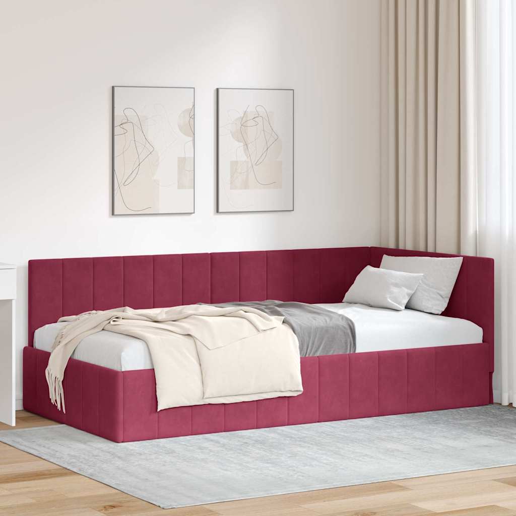 vidaXL Κρεβάτι Γωνίας Κόκκινο 90 x 190 cm Βελούδο