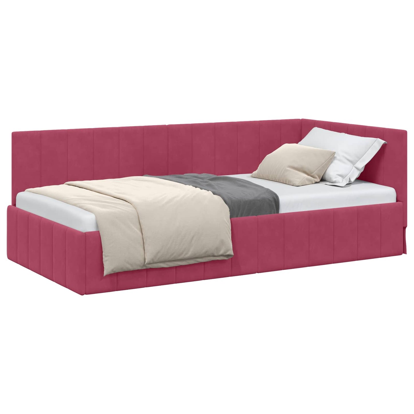 vidaXL Κρεβάτι Γωνίας Κόκκινο 90 x 190 cm Βελούδο