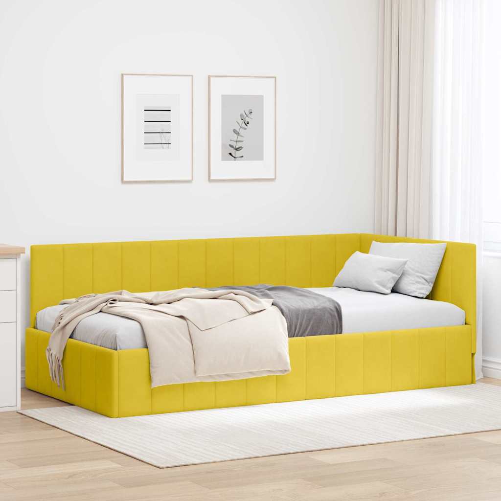 vidaXL Κρεβάτι Γωνίας Κίτρινο 90 x 190 cm Βελούδο