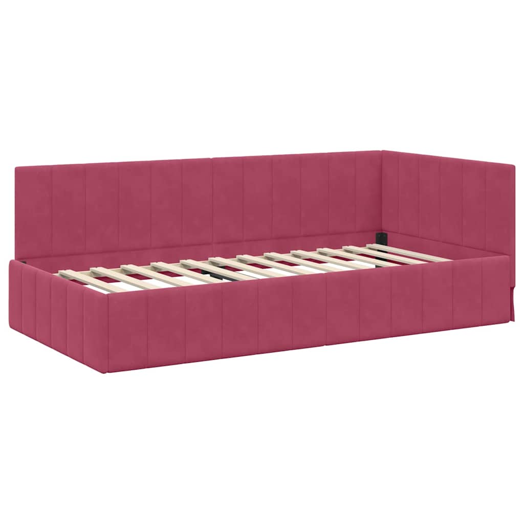 vidaXL Κρεβάτι Γωνίας Κόκκινο 90 x 200 cm Βελούδο