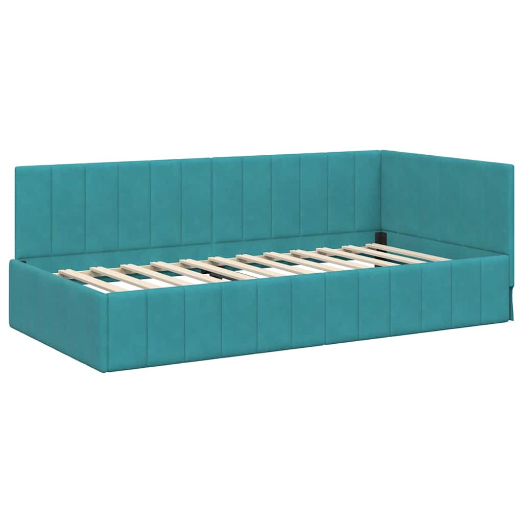 vidaXL Κρεβάτι Γωνίας Τιρκουάζ 90 x 200 cm Βελούδο