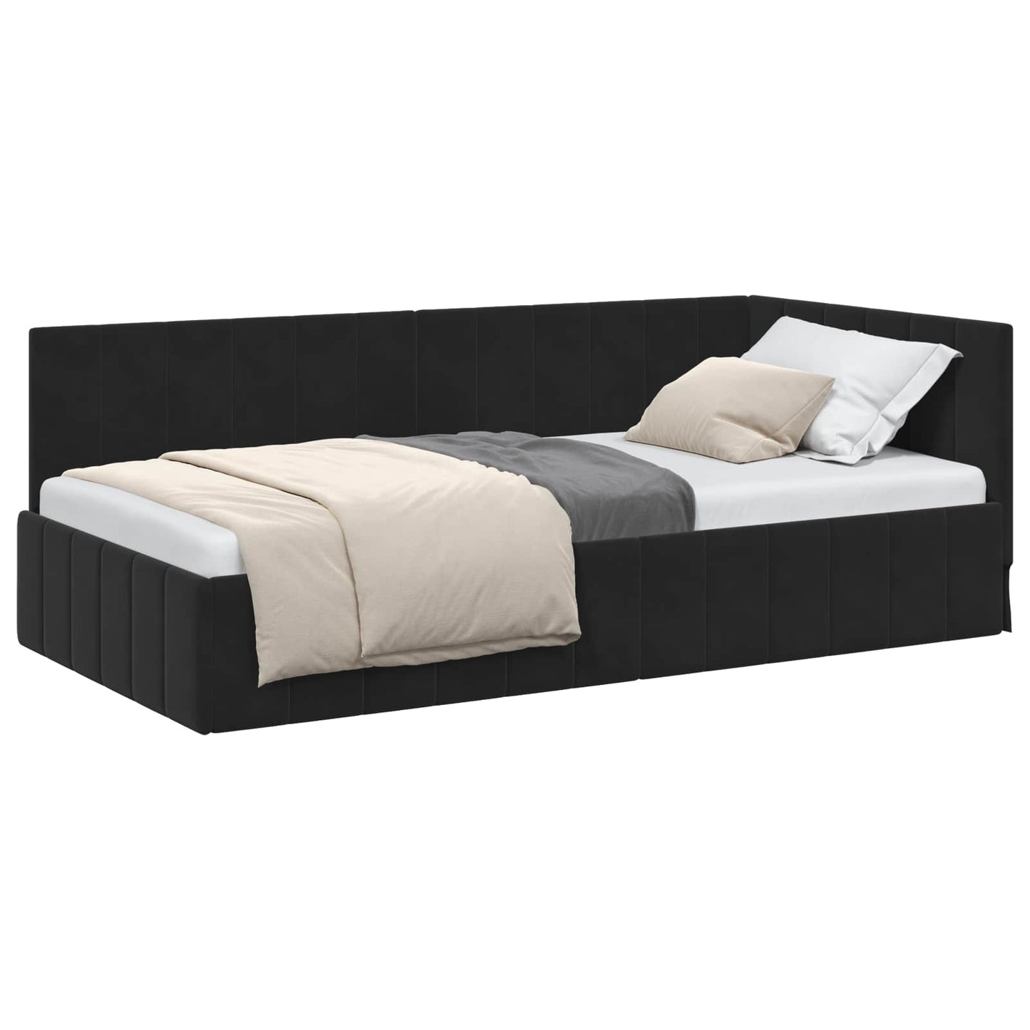 vidaXL Κρεβάτι Γωνίας Μαύρο 100 x 200 cm Βελούδο