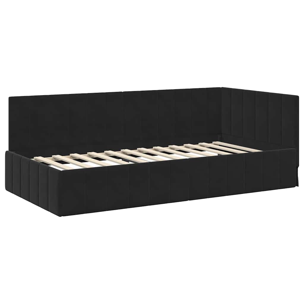 vidaXL Κρεβάτι Γωνίας Μαύρο 100 x 200 cm Βελούδο