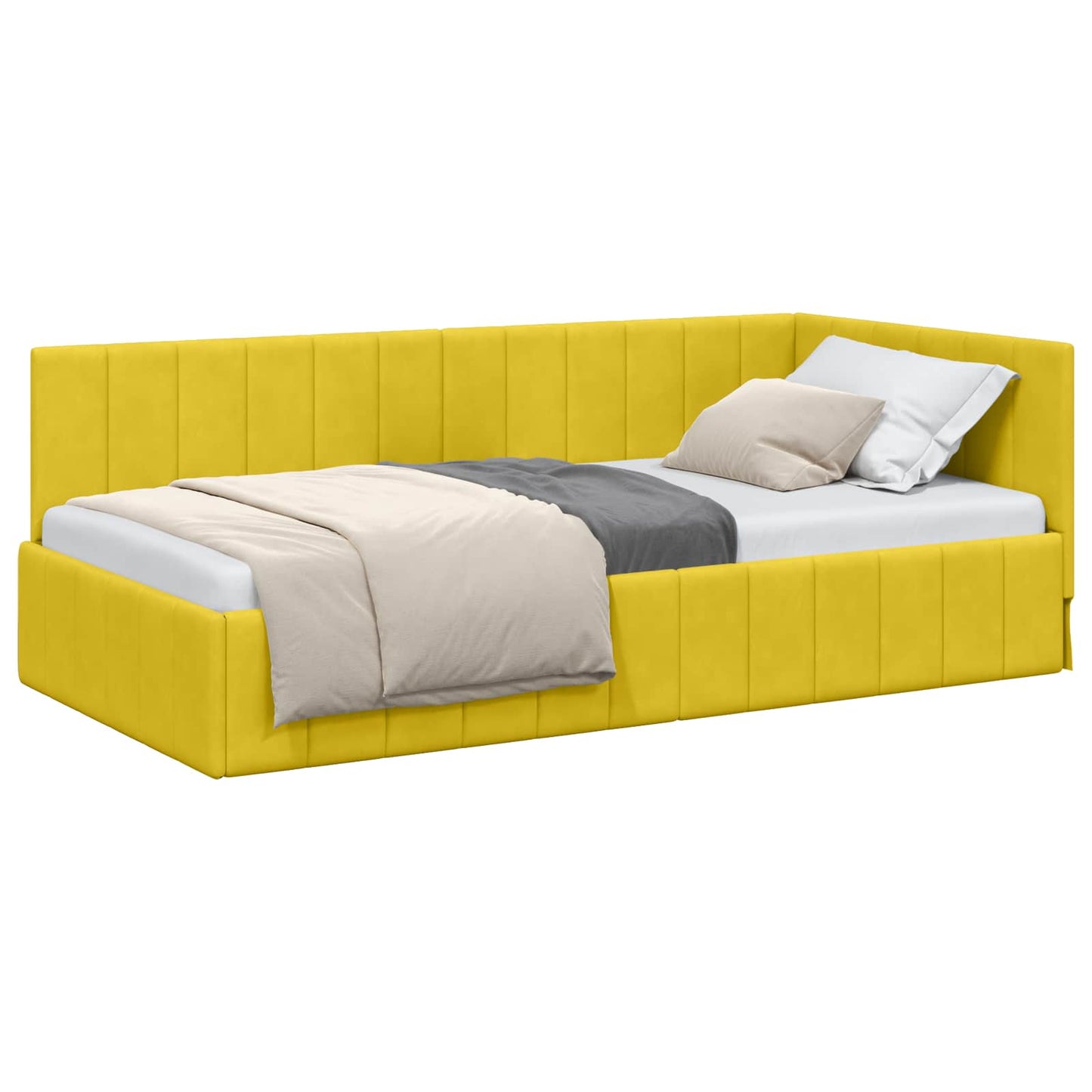 vidaXL Κρεβάτι Γωνίας Κίτρινο 100 x 200 cm Βελούδο