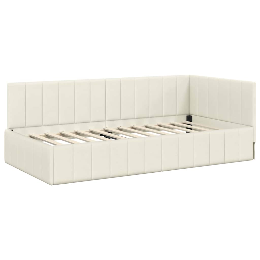 vidaXL Κρεβάτι Γωνίας Κρεμ 100 x 200 cm Βελούδο