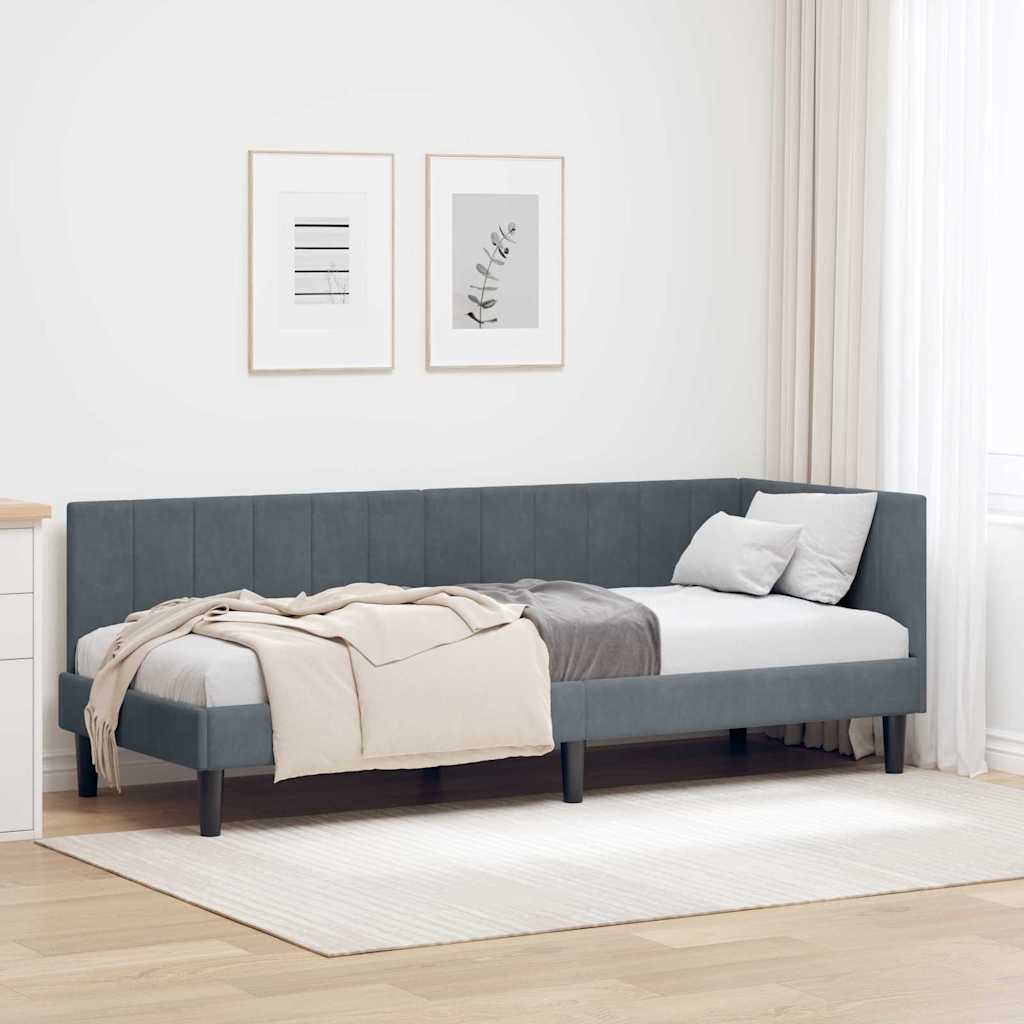 vidaXL Κρεβάτι Γωνίας Σκούρο Γκρι 80 x 200 cm Βελούδο
