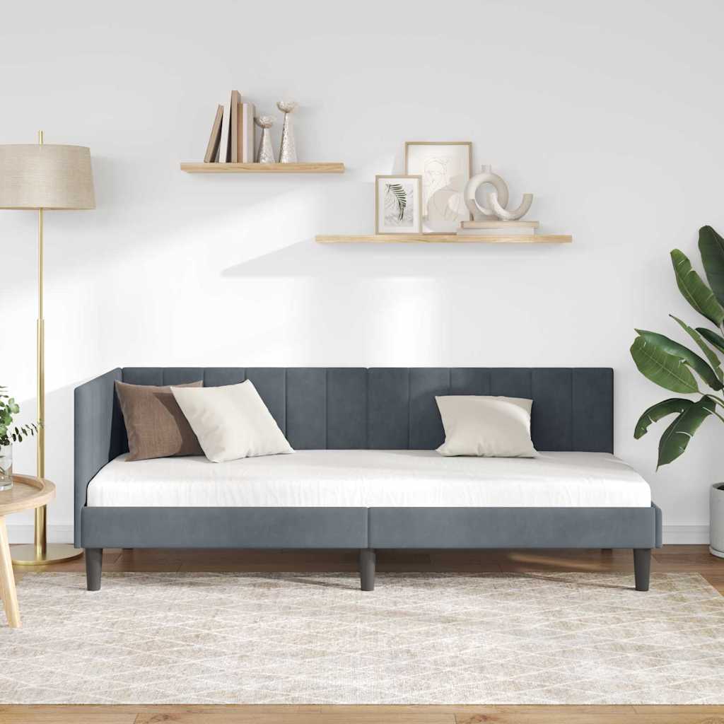 vidaXL Κρεβάτι Γωνίας Σκούρο Γκρι 80 x 200 cm Βελούδο