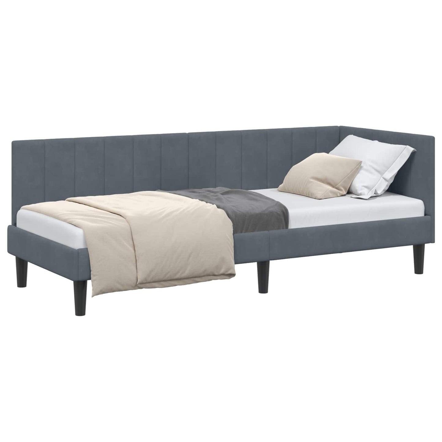 vidaXL Κρεβάτι Γωνίας Σκούρο Γκρι 80 x 200 cm Βελούδο