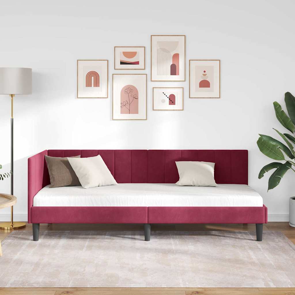 vidaXL Κρεβάτι Γωνίας Κόκκινο 80 x 200 cm Βελούδο