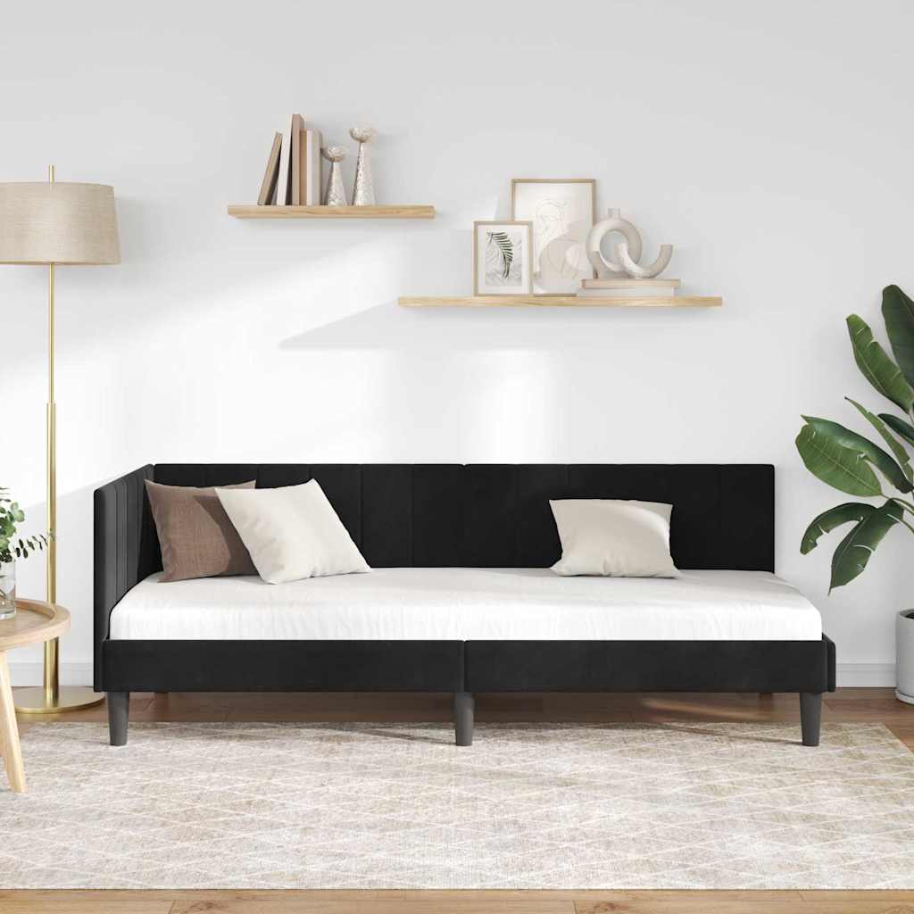 vidaXL Κρεβάτι Γωνίας Μαύρο 80 x 200 cm Βελούδο