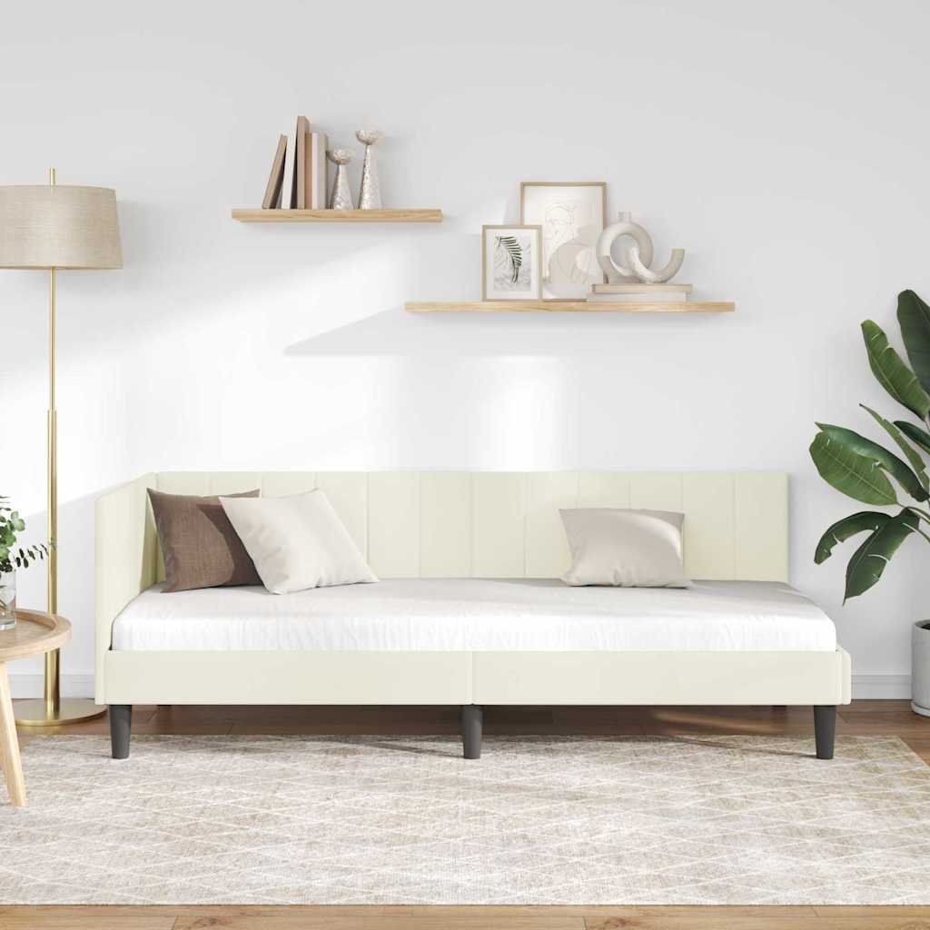 vidaXL Κρεβάτι Γωνίας Κρεμ 80 x 200 cm Βελούδο