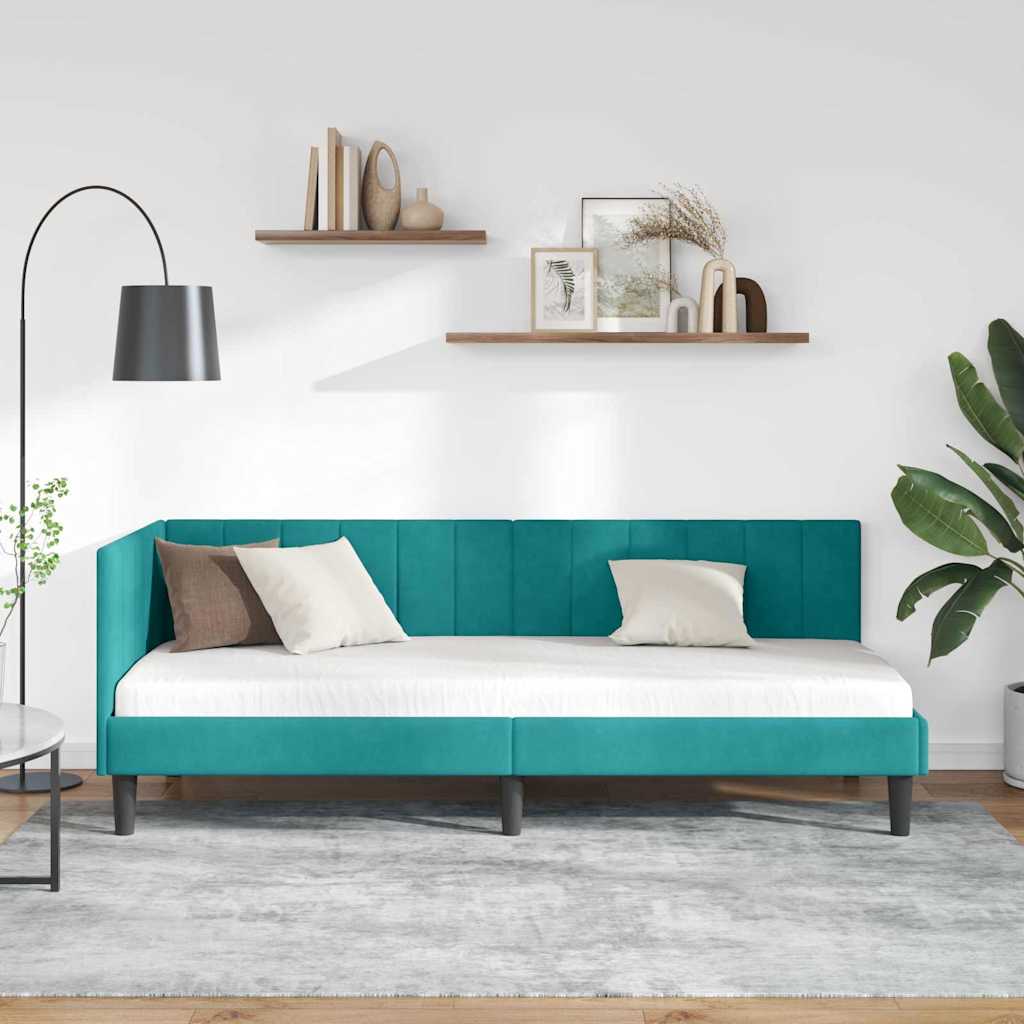 vidaXL Κρεβάτι Γωνίας Τιρκουάζ 80 x 200 cm Βελούδο