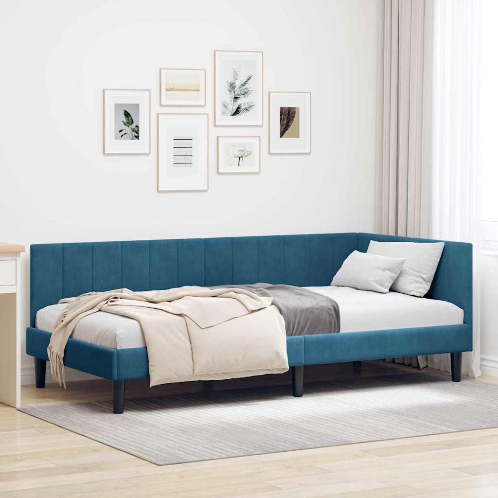 vidaXL Κρεβάτι Γωνίας Μπλε 90 x 190 cm Βελούδο