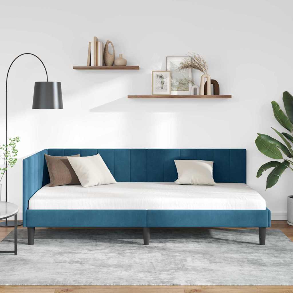 vidaXL Κρεβάτι Γωνίας Μπλε 90 x 190 cm Βελούδο