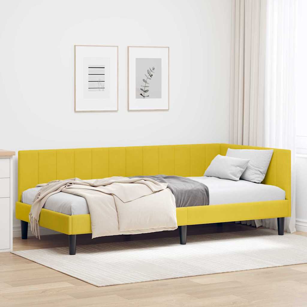 vidaXL Κρεβάτι Γωνίας Κίτρινο 90 x 190 cm Βελούδο