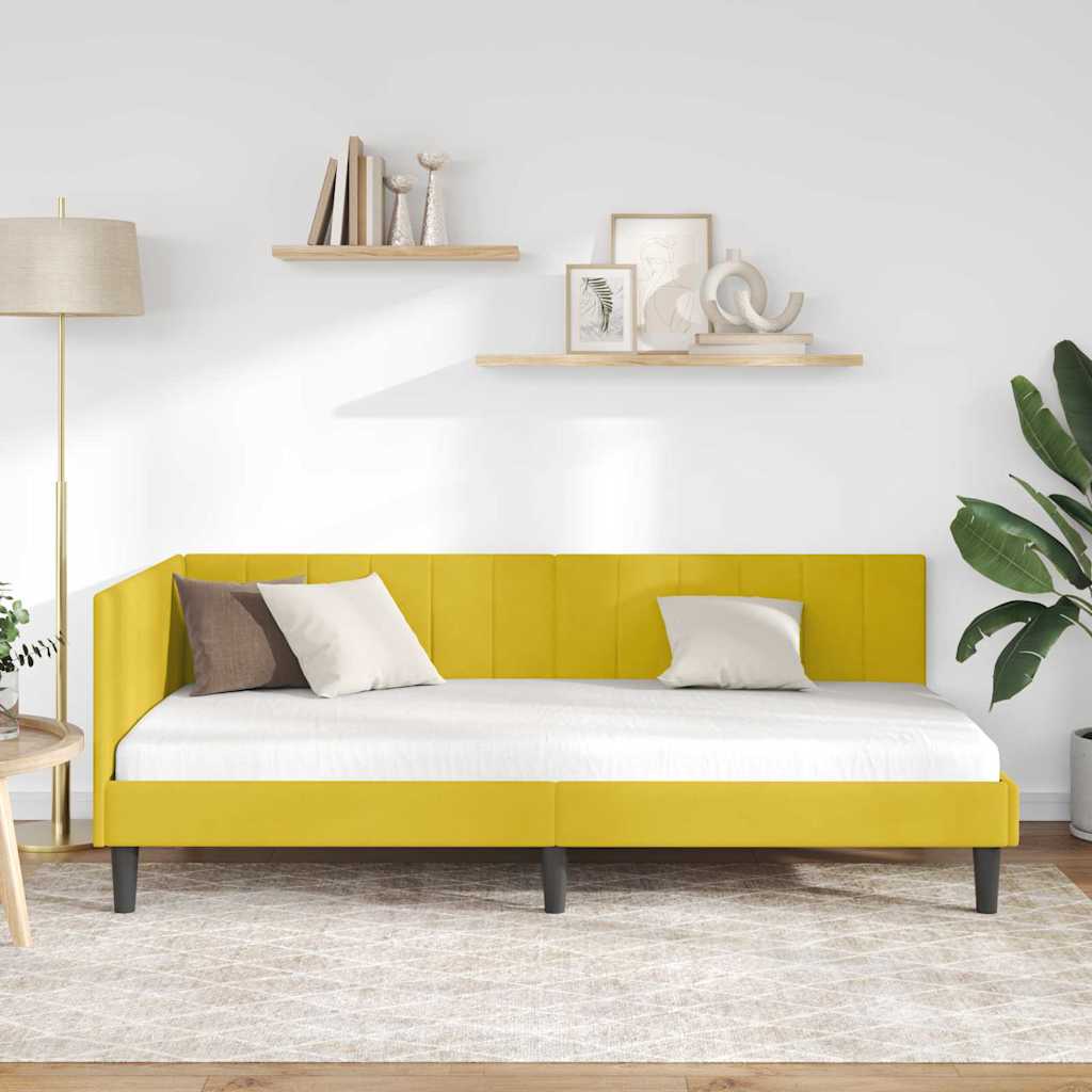 vidaXL Κρεβάτι Γωνίας Κίτρινο 90 x 190 cm Βελούδο