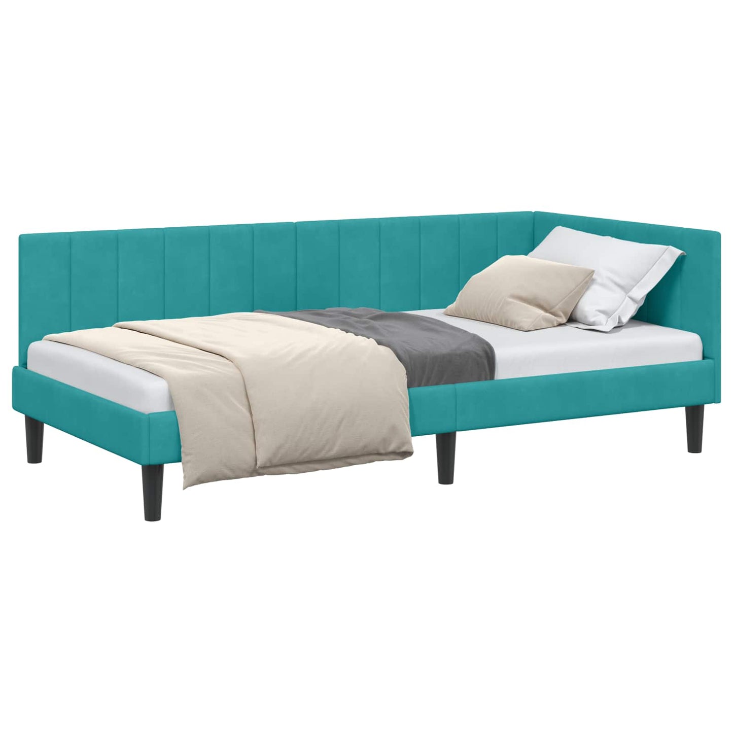 vidaXL Κρεβάτι Γωνίας Τιρκουάζ 90 x 190 cm Βελούδο