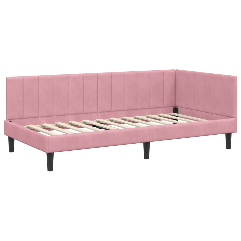 vidaXL Κρεβάτι Γωνίας Ροζ 100 x 200 cm Βελούδο