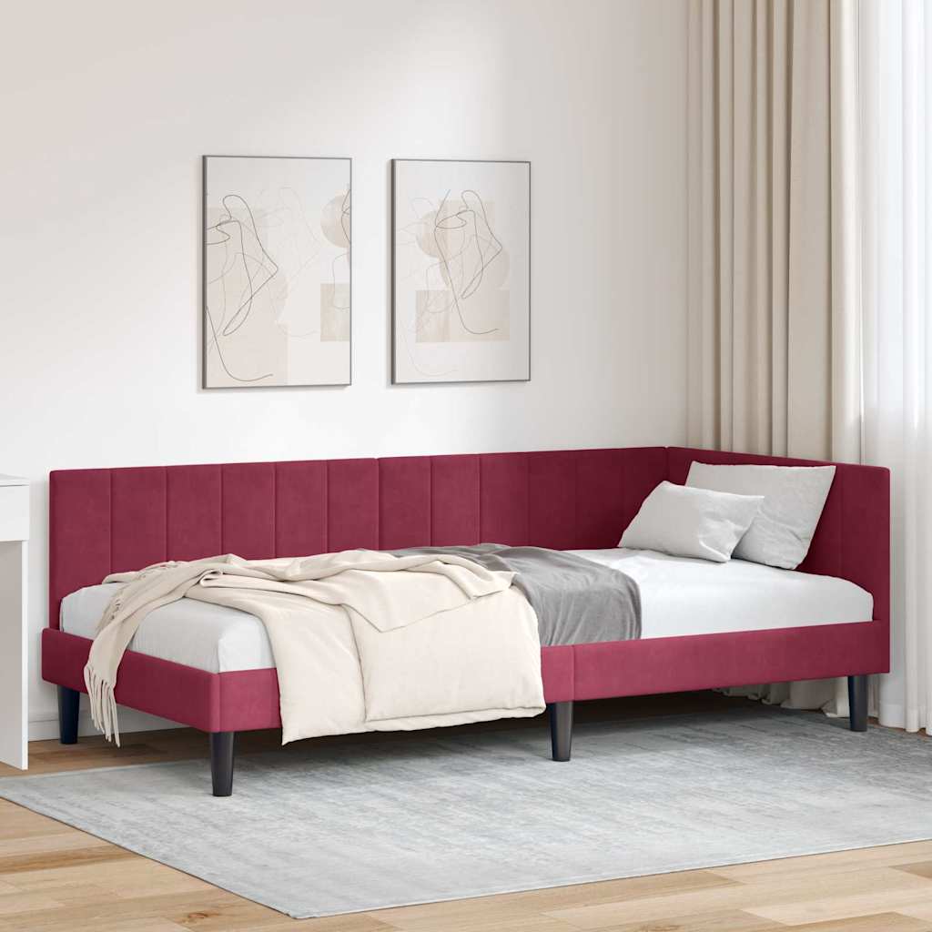 vidaXL Κρεβάτι Γωνίας Κόκκινο 100 x 200 cm Βελούδο