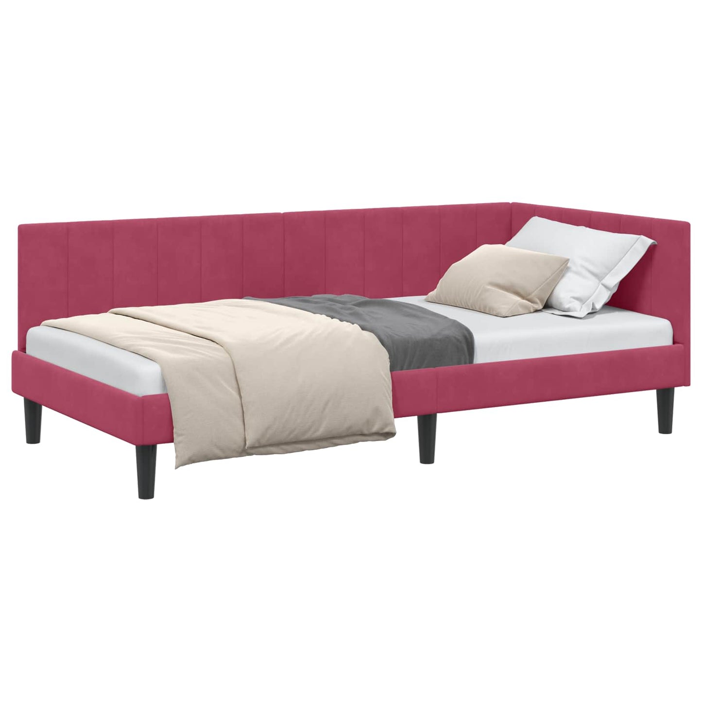 vidaXL Κρεβάτι Γωνίας Κόκκινο 100 x 200 cm Βελούδο