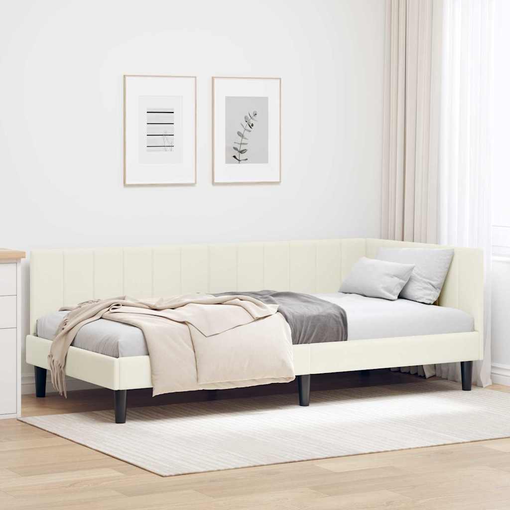 vidaXL Κρεβάτι Γωνίας Κρεμ 100 x 200 cm Βελούδο